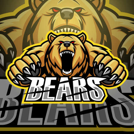 Modern professional angry bears mascot logo designのイラスト素材