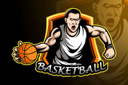Basketball player sport logo designのイラスト素材