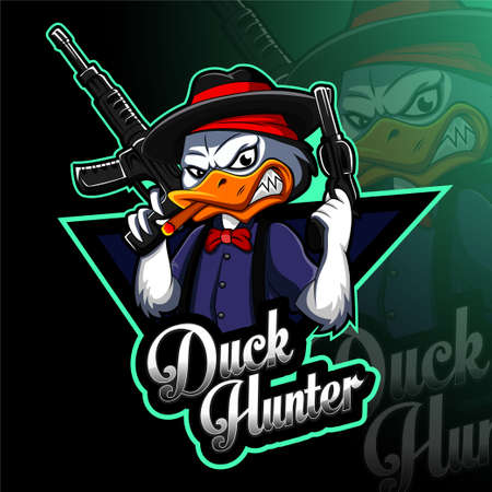 Duck hunter esport mascot logo designのイラスト素材