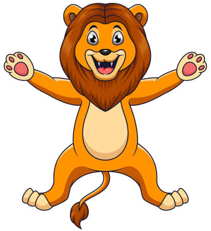 Cute lion cartoon on whiteのイラスト素材
