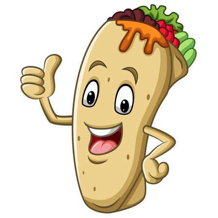Cartoon burrito mascot giving thumb upのイラスト素材