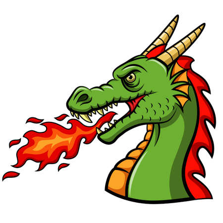 Cartoon head dragon blowing fireのイラスト素材