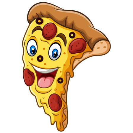 Cartoon smiling pizza mascot designのイラスト素材