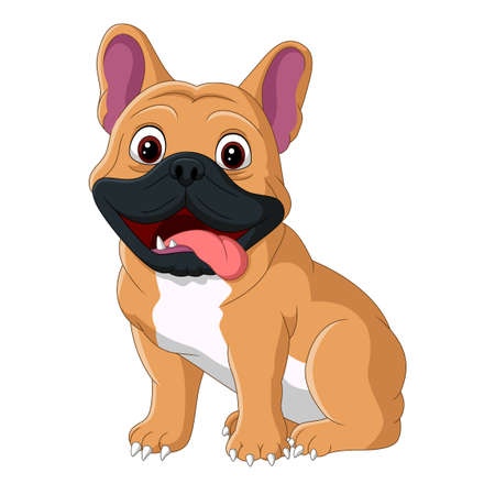 Cartoon dog sitting with tongue outのイラスト素材