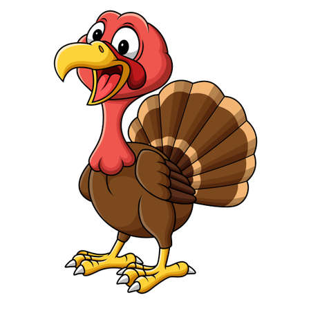 Cartoon smiling turkey bird mascotのイラスト素材