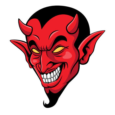 Cartoon scary devil head mascotのイラスト素材