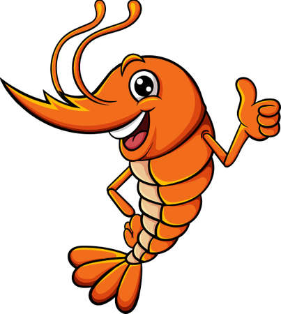 Cute shrimp cartoon giving thumb upのイラスト素材