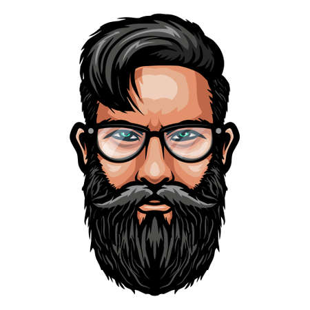 Bearded man face with glassesのイラスト素材