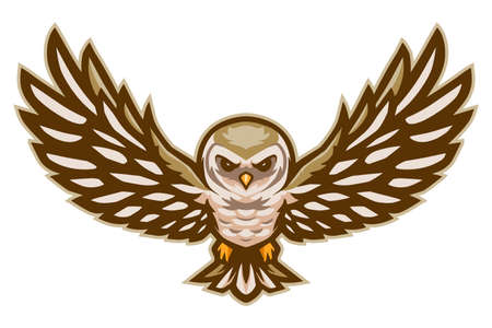 Cartoon funny barn owl flyingのイラスト素材