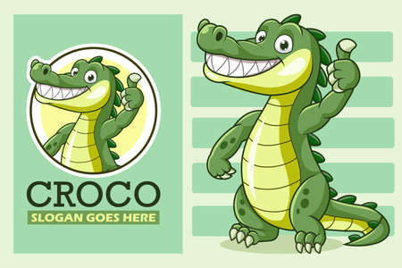 Cute alligator cartoon template designのイラスト素材