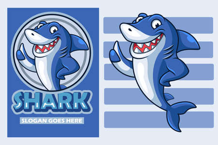 Cute shark cartoon design templateのイラスト素材