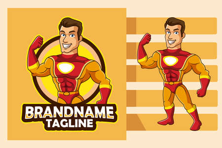 Cute strong superhero cartoon posingのイラスト素材