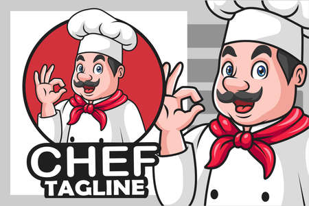 Cartoon chef man gesturing ok signのイラスト素材