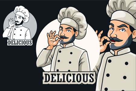 Cartoon chef cook gesturing ok signのイラスト素材