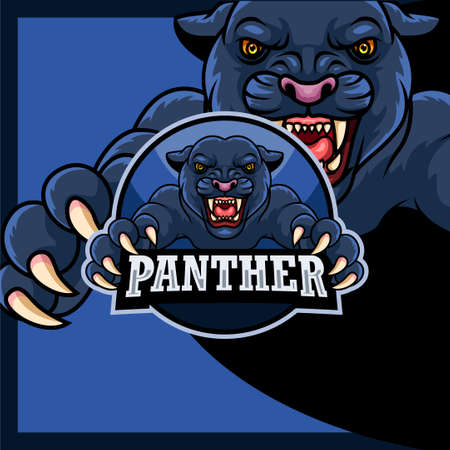 Cartoon panther mascot design templateのイラスト素材
