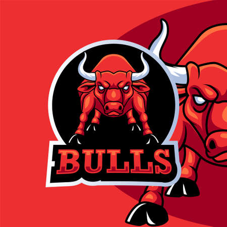 Cartoon red bull mascot template designのイラスト素材