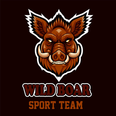 Cartoon wild boar head mascot designのイラスト素材