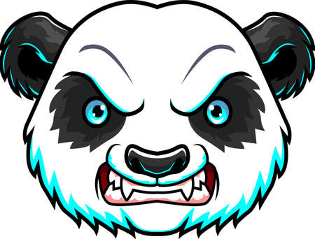 Cartoon angry panda head mascot designのイラスト素材