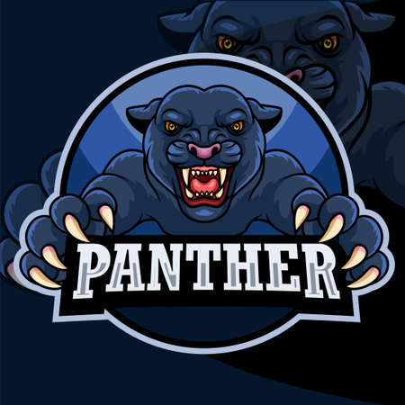 Cartoon angry panther mascot designのイラスト素材