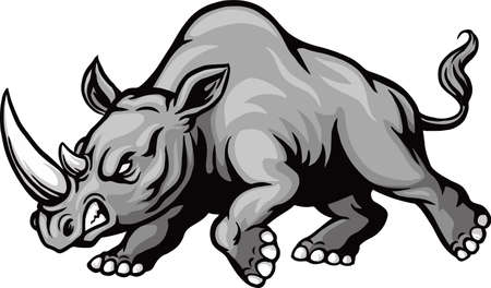 Cartoon angry rhino mascot designのイラスト素材