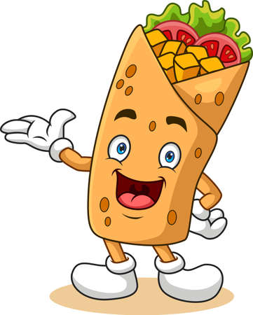 Cartoon burrito or kebab presentingのイラスト素材