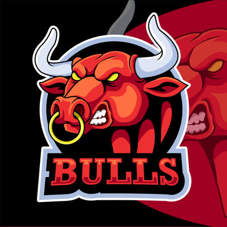 Cartoon red bull head mascot template designのイラスト素材