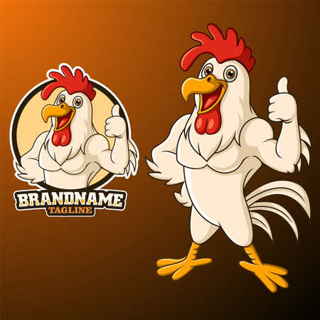Cartoon rooster giving thumb upのイラスト素材