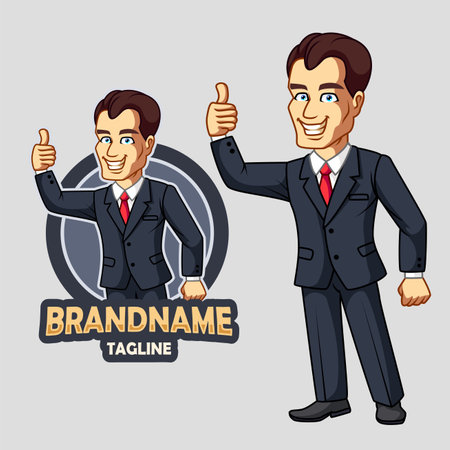 Cartoon businessman giving thumbs up signのイラスト素材
