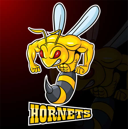Cartoon strong hornet design templateのイラスト素材