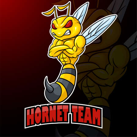 Cartoon hornet mascot template designのイラスト素材
