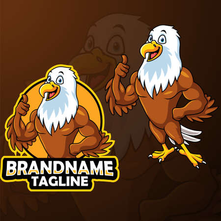 Cartoon eagle mascot giving thumb upのイラスト素材