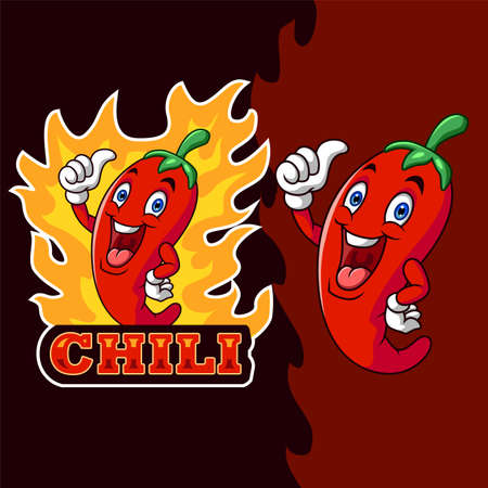 Cartoon chili pepper giving thumbs upのイラスト素材