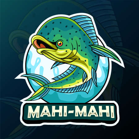 Cartoon mahi mahi fish mascotのイラスト素材