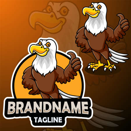 Cartoon eagle mascot design giving a thumbs upのイラスト素材