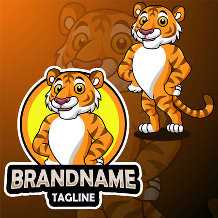 Cartoon tiger mascot design posingのイラスト素材