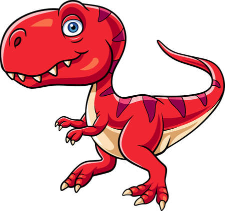 Cartoon red little dinosaur on white backgroundのイラスト素材