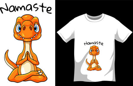 Yoga dinosaur tshirt design templateのイラスト素材