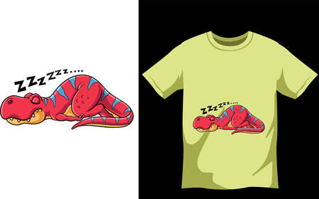 Dinosaur sleep cartoon tshirt design templateのイラスト素材