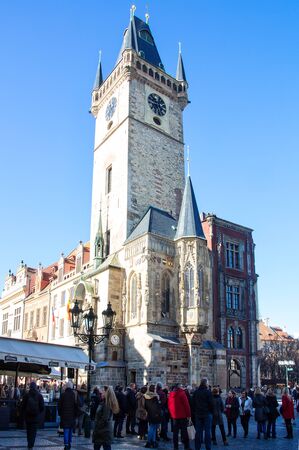 Prague Old Town Hall tower with clockのeditorial素材