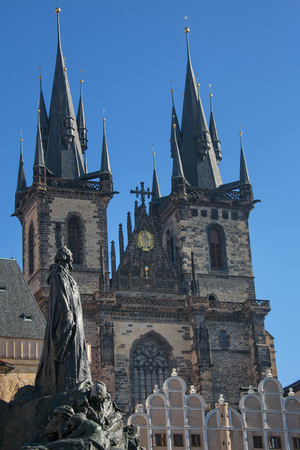 Tyn church on Prague Old Town squareの写真素材
