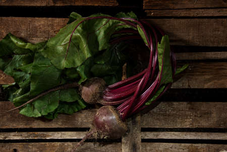 Beet on the broken wooden boxの写真素材