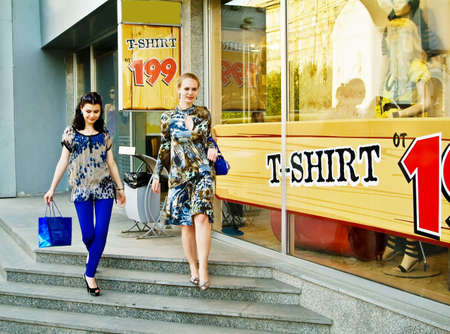 Girls in the shoppingの写真素材