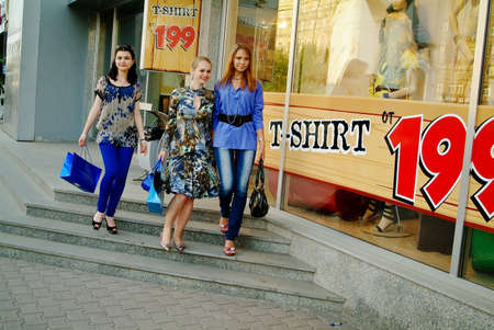 Girls in the shoppingの写真素材