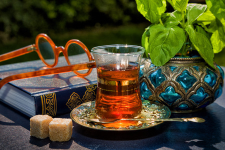 Traditional Arabian mint tea is very refreshing and tastyの写真素材