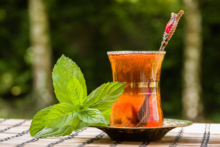 Arabic mint tea is a traditional refreshing drinkの写真素材