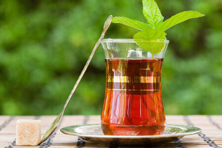Arabic mint tea is a traditional refreshing drinkの写真素材
