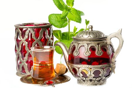 Mint tea - traditional Arabian refreshing drinkの写真素材