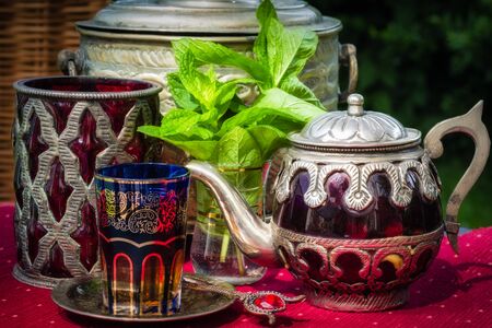 Mint tea - traditional Arabian refreshing drinkの写真素材