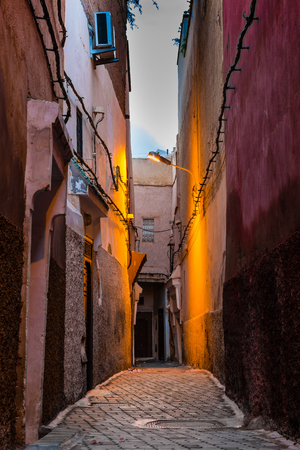 Dawn in the alley of Marrakech's Medinaの写真素材