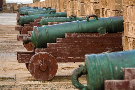ESSAOUIRA, Morocco - 02 November 2015: Guns in the former Portuguese fort Mogador, Essaouira.のeditorial素材